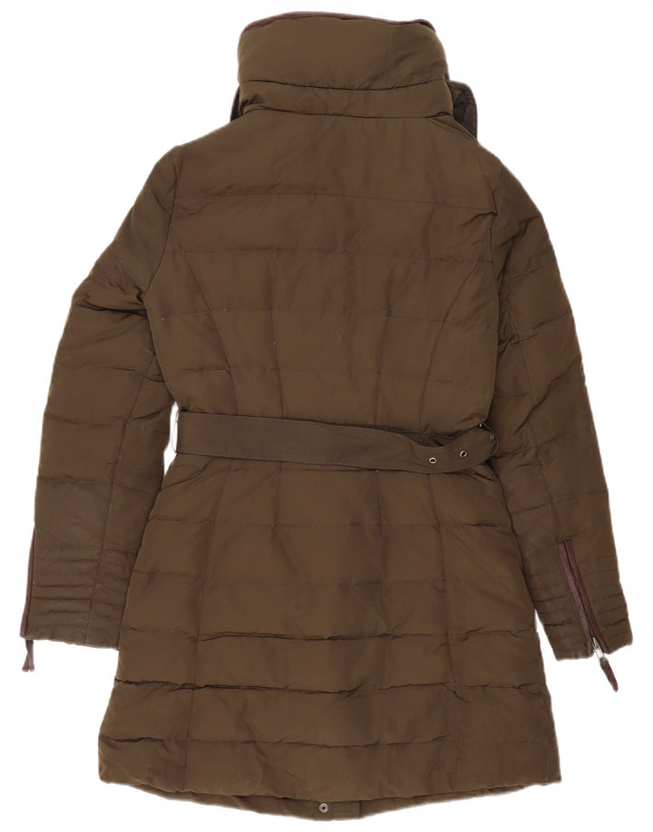 Casaco acolchoado feminino Zara UK 10 pequeno acrílico cáqui