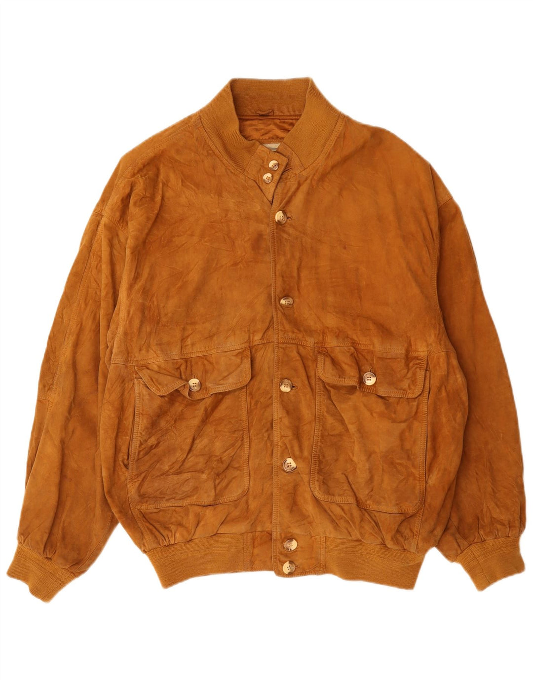 Jaqueta bomber masculina vintage de camurça Reino Unido 42 XL couro marrom