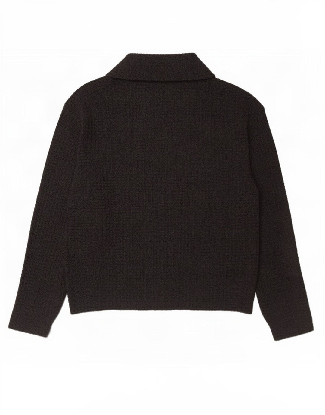 Zara Camisa polo masculina de manga comprida pequena preta poliéster