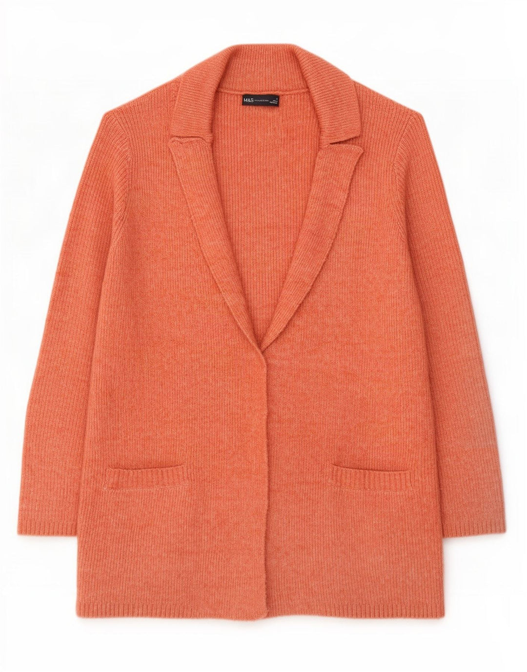 Marks & Spencer Suéter feminino Longline Open Cardigan Reino Unido 12 Médio Laranja