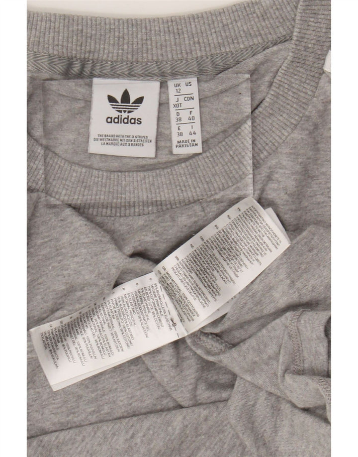 Camiseta feminina ADIDAS UK 12 médio cinza manchado algodão