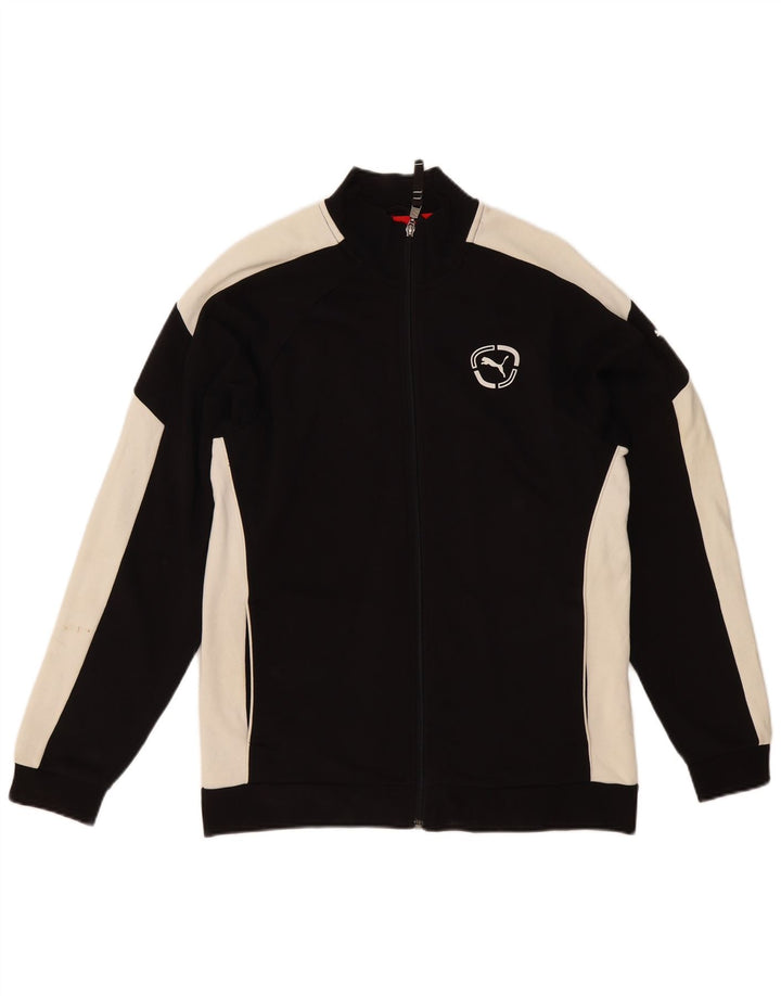 PUMA Boys Tracksuit Top Jacket 15-16 Years Black Colourblock Cotton