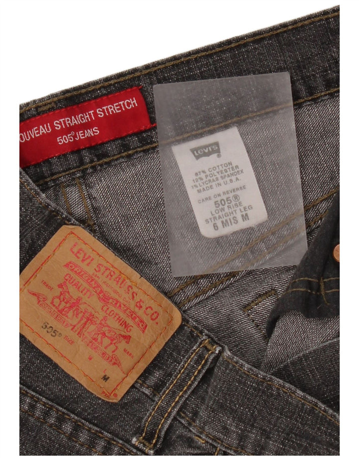 Calça jeans feminina Levi's 505 Distressed Straight US 6 Médio W30 L32 Cinza