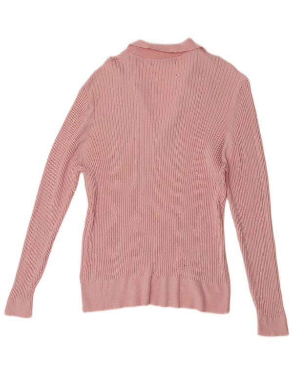 Suéter feminino Marks & Spencer com gola polo, Reino Unido 14, médio, rosa