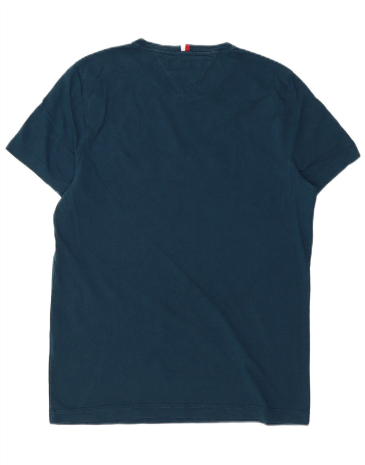 TOMMY HILFIGER Camiseta masculina gráfica Top médio algodão azul marinho