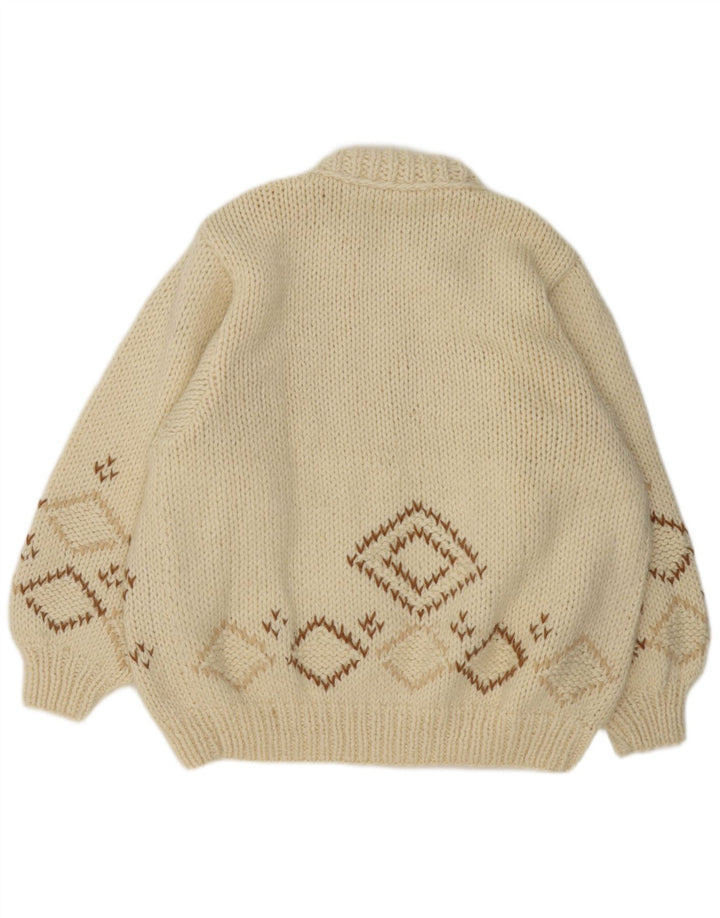 Suéter Cardigan Masculino Vintage XL Off White Argyle/Diamante
