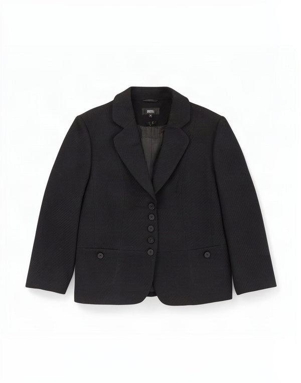 Jaqueta blazer feminina Marks & Spencer manga 3/4 com 5 botões Reino Unido 16 grande preta