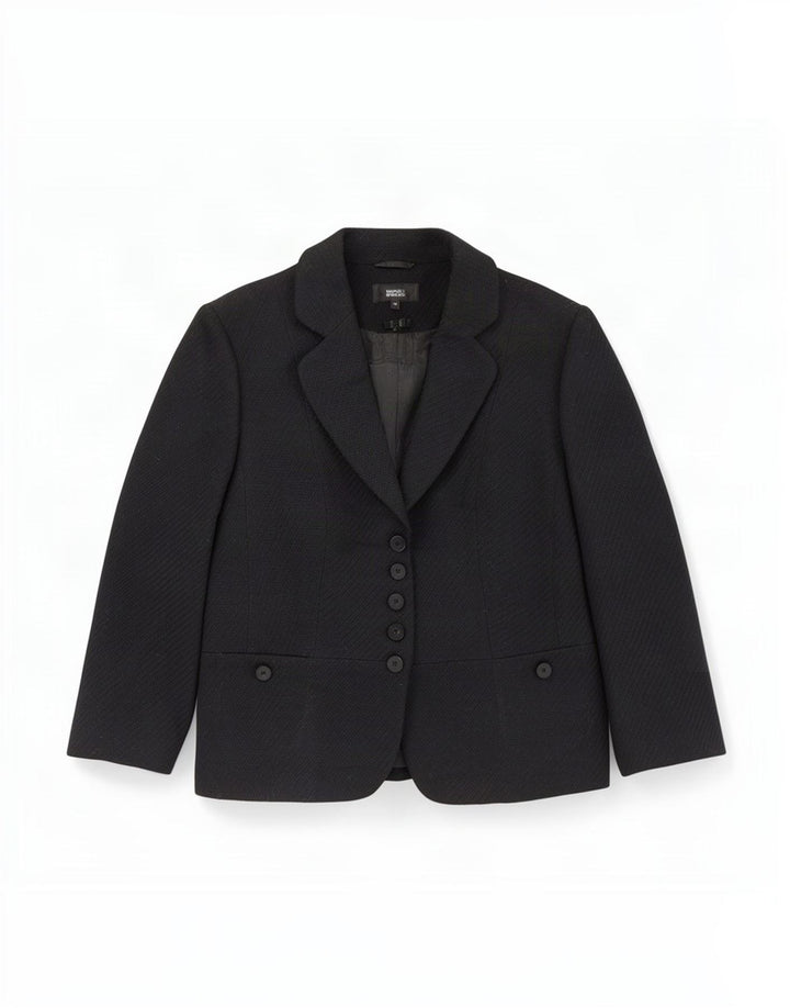 Jaqueta blazer feminina Marks & Spencer manga 3/4 com 5 botões Reino Unido 16 grande preta