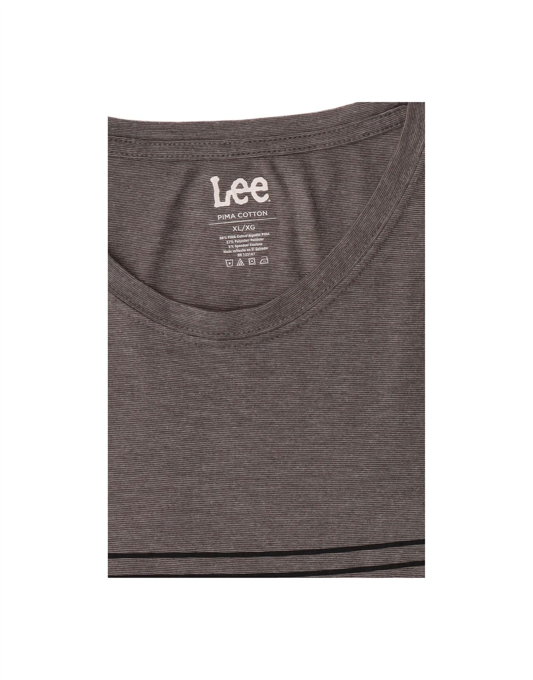 Camiseta masculina LEE Top XL algodão listrado cinza