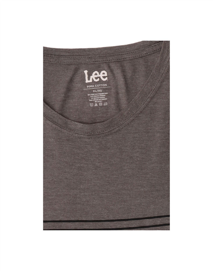 Camiseta masculina LEE Top XL algodão listrado cinza