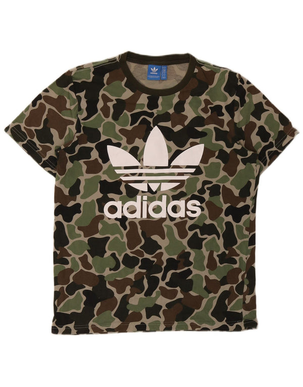 Adidas Mens Graphic T-Shirt Top Médio Verde Camuflado Algodão