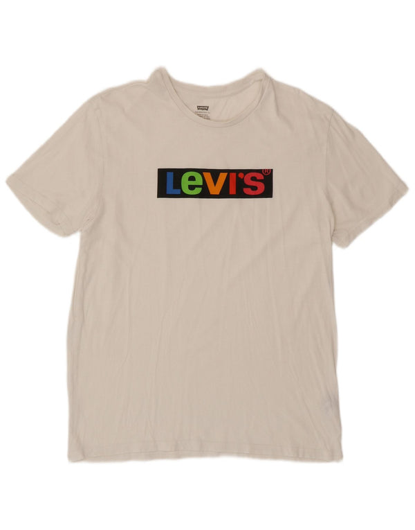 Camiseta gráfica masculina LEVI'S Top médio algodão branco