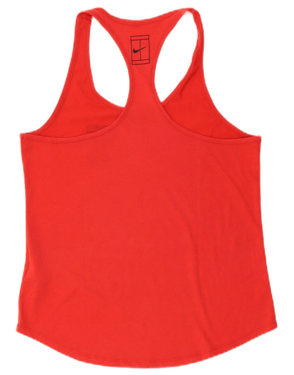 Nike Womens Dri Fit Vest Top UK 12 Médio Vermelho Poliéster