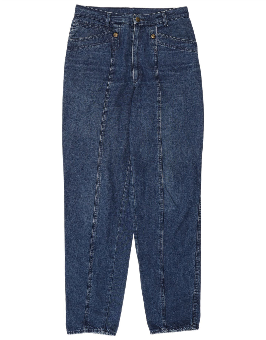 POP 84 Calça jeans feminina cintura alta cônica IT 48 XL W34 L32 algodão azul