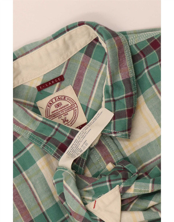 Camisa masculina de flanela Fat Face XL algodão xadrez verde