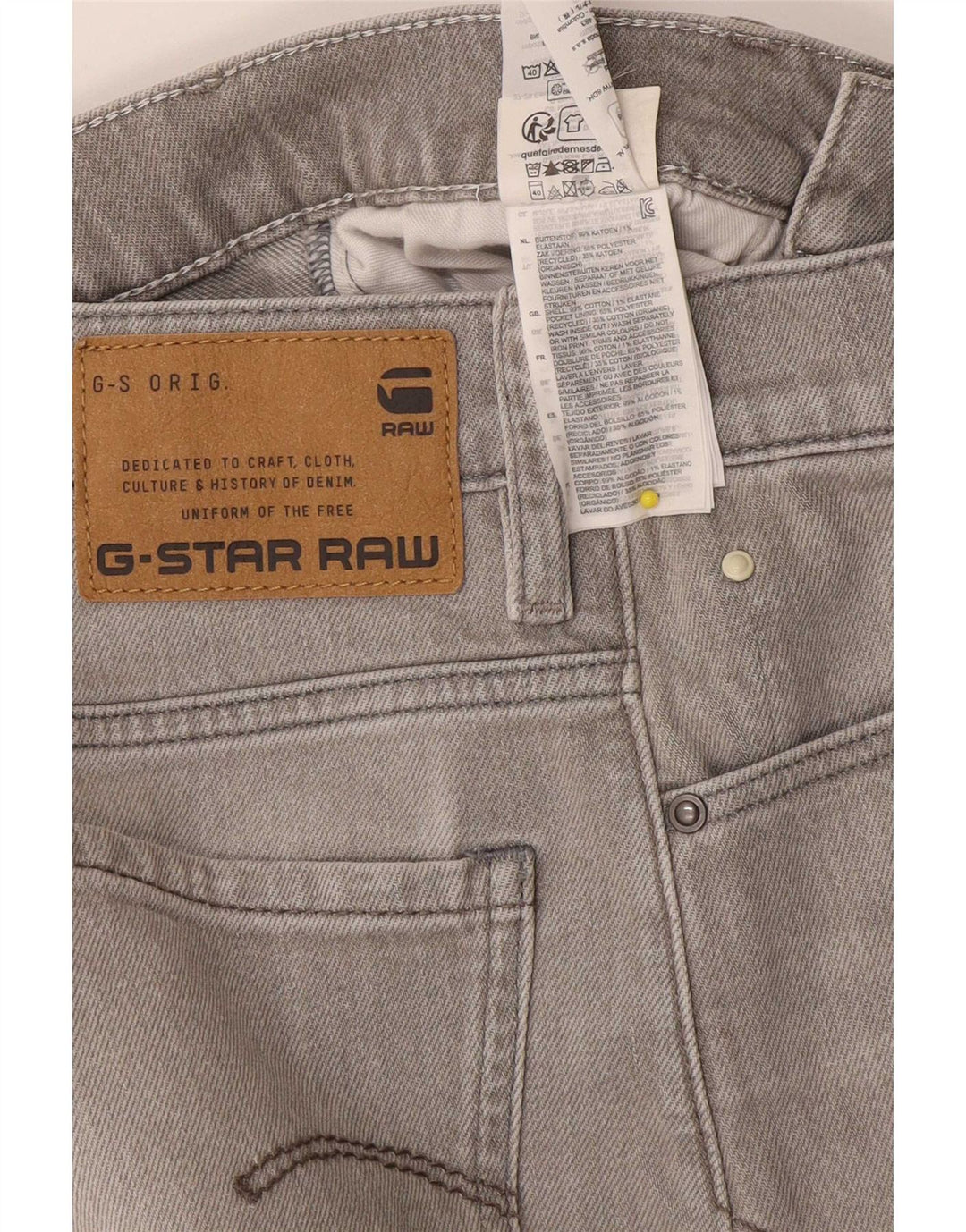 Shorts jeans feminino G-Star W28 algodão cinza médio