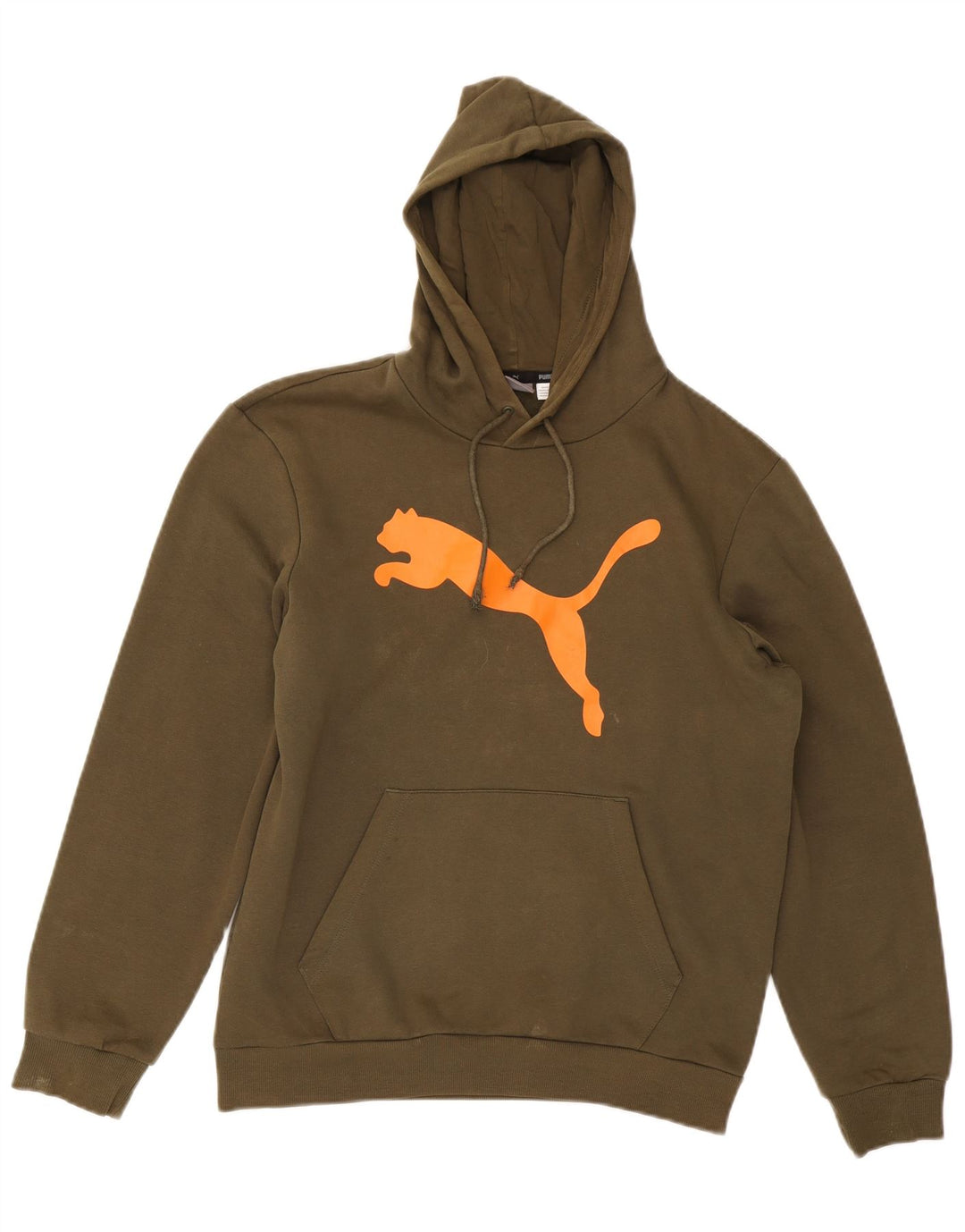 PUMA Mens Graphic Hoodie Jumper Pequeno Algodão Cáqui