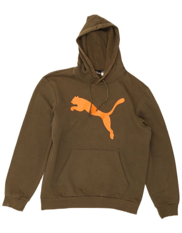 PUMA Mens Graphic Hoodie Jumper Pequeno Algodão Cáqui