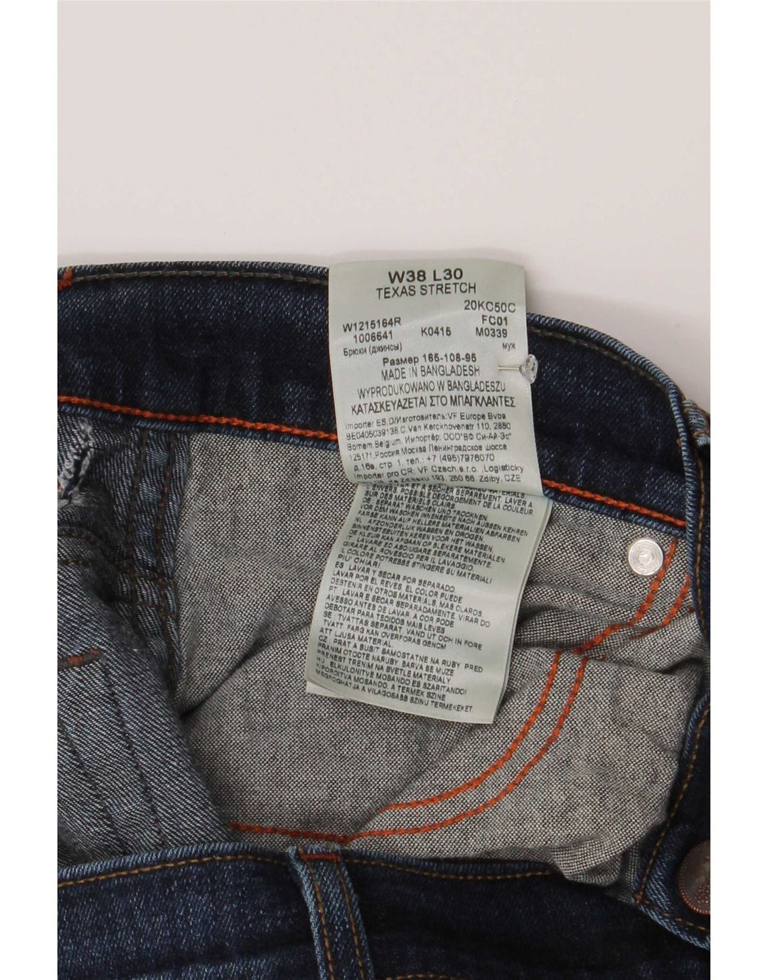 Wrangler Masculino Texas Stretch Straight Jeans W38 L30 Azul Algodão