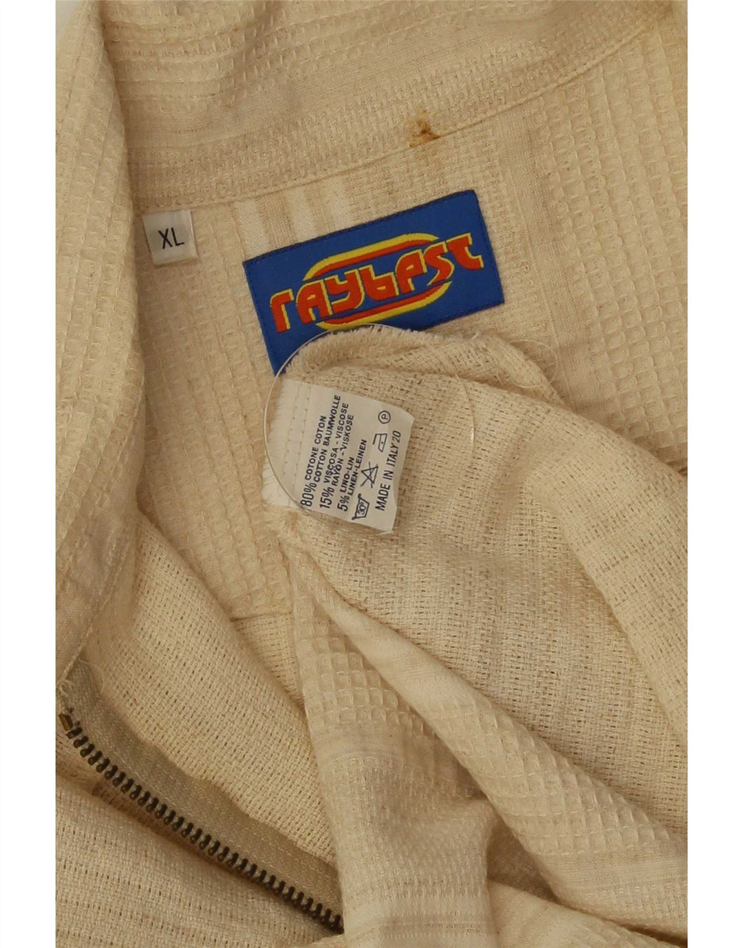 Camisa masculina vintage de manga curta XL listrada bege