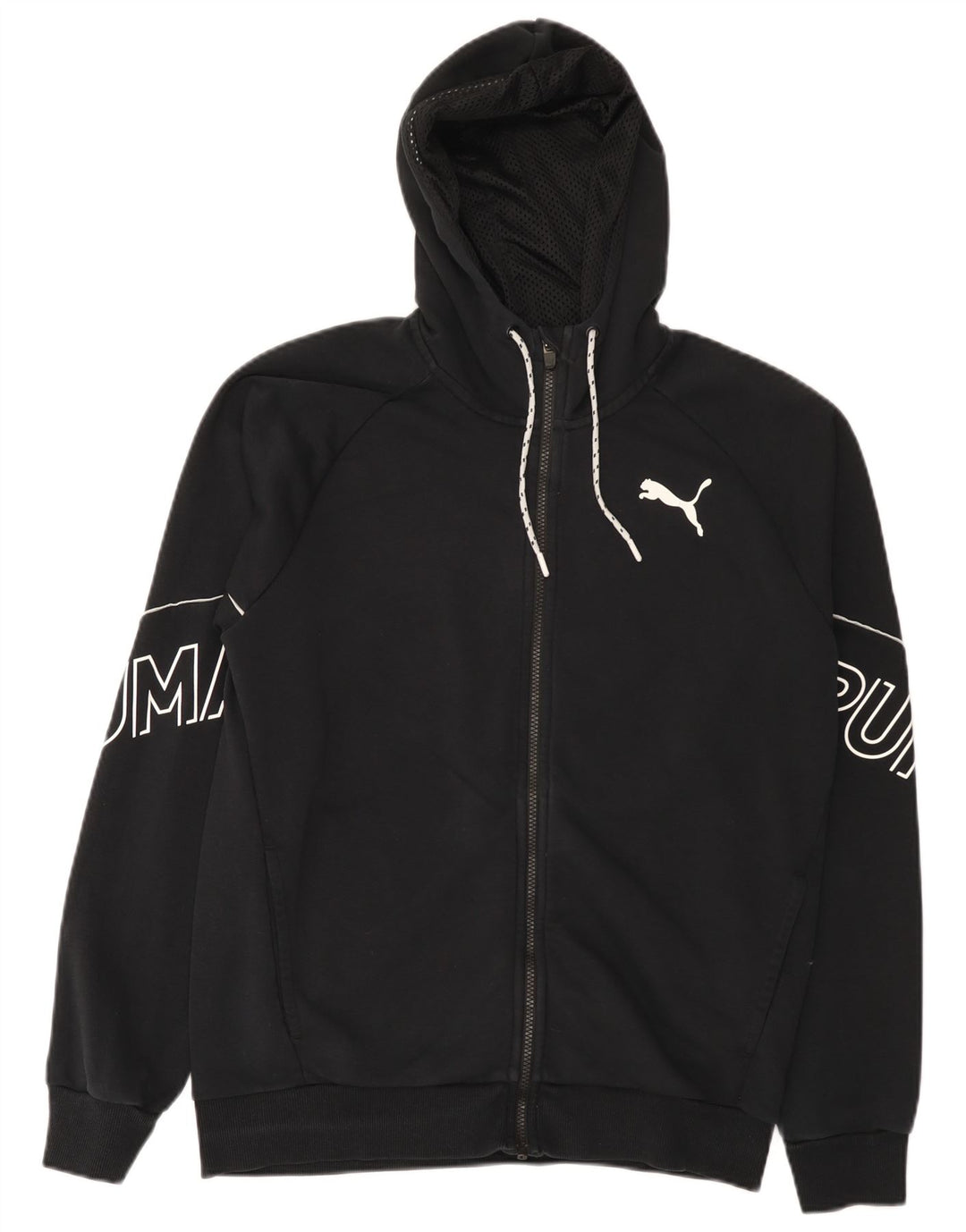 Suéter masculino Puma Graphic Zip com capuz médio algodão preto