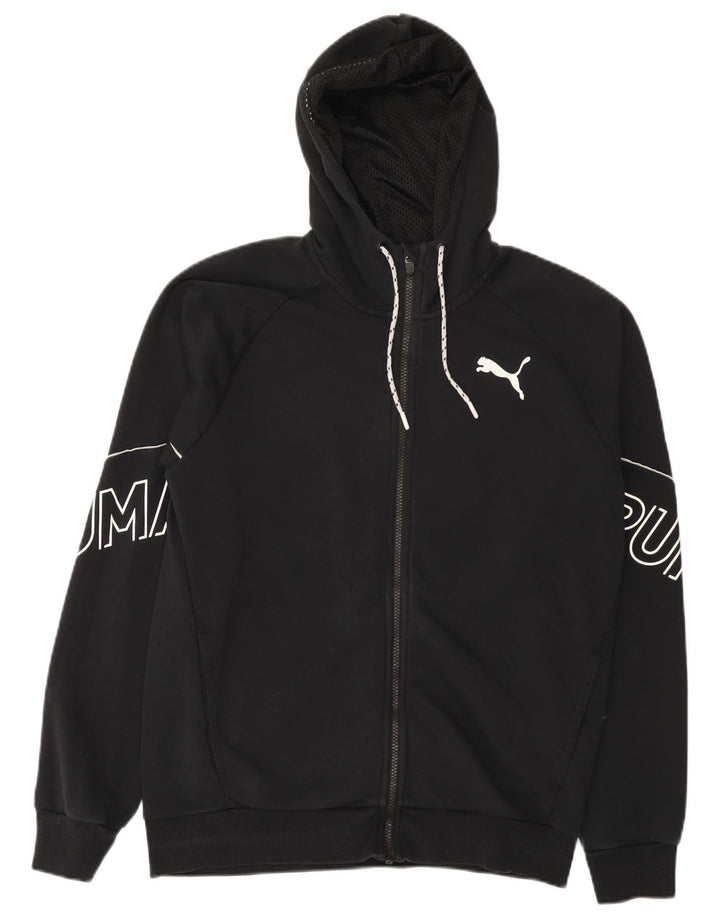 Suéter masculino Puma Graphic Zip com capuz médio algodão preto
