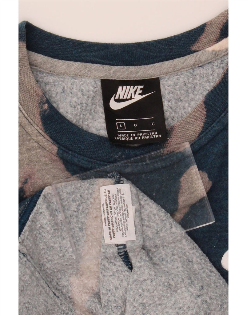 NIKE Womens Sweatshirt Jumper UK 16 Large Blue Tie Dye Cotton Vintage Nike and Second-Hand Nike from Messina Hembry 