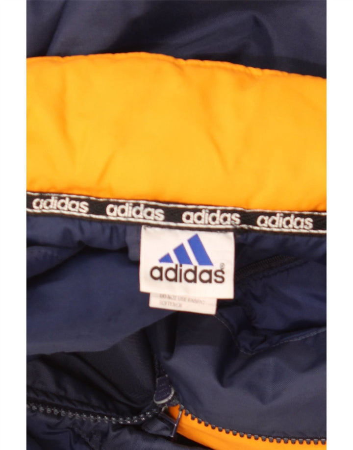 Jaqueta corta-vento masculina Adidas UK 40 grande bloco colorido azul marinho