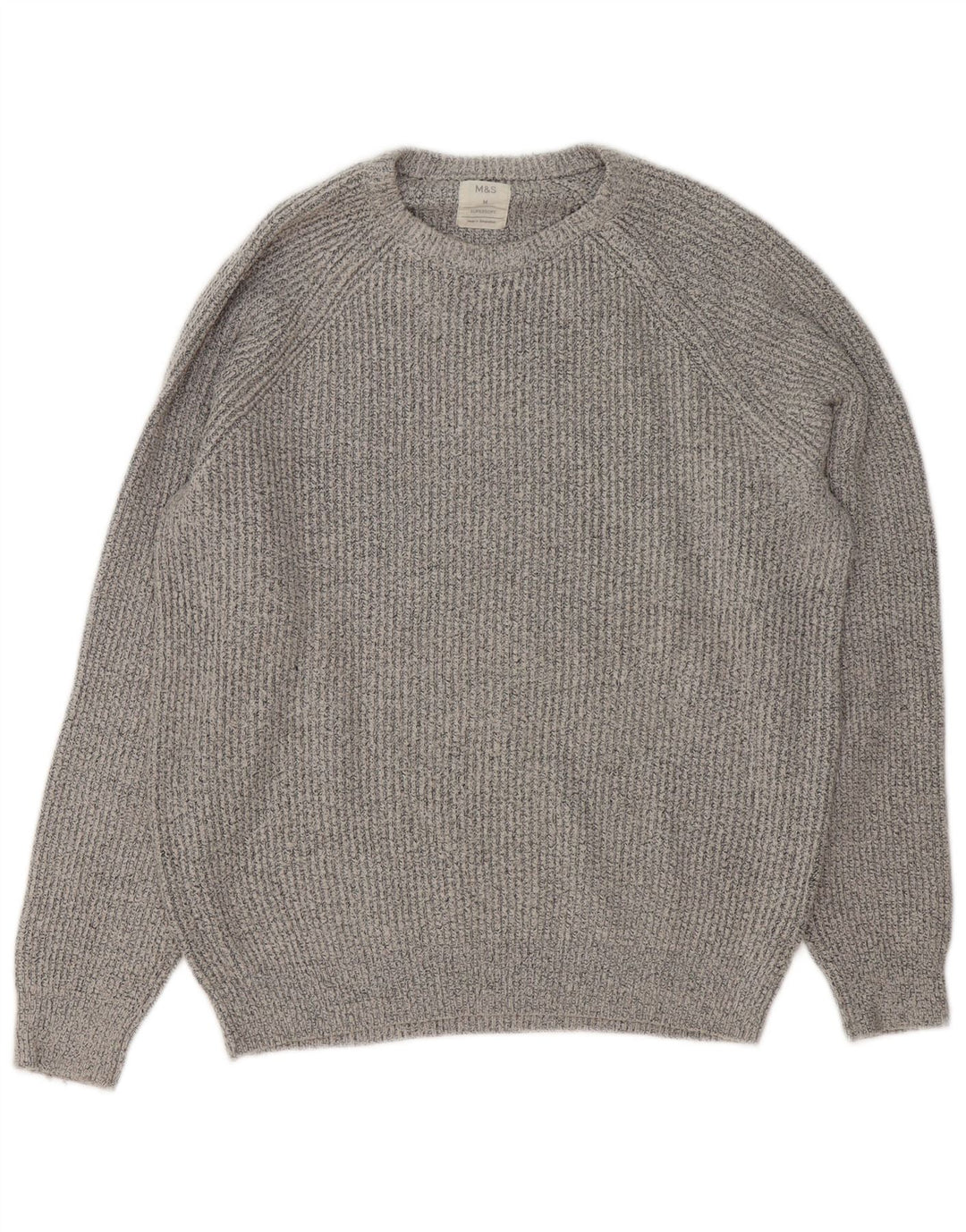 Suéter masculino Marks & Spencer com gola redonda e poliéster cinza médio