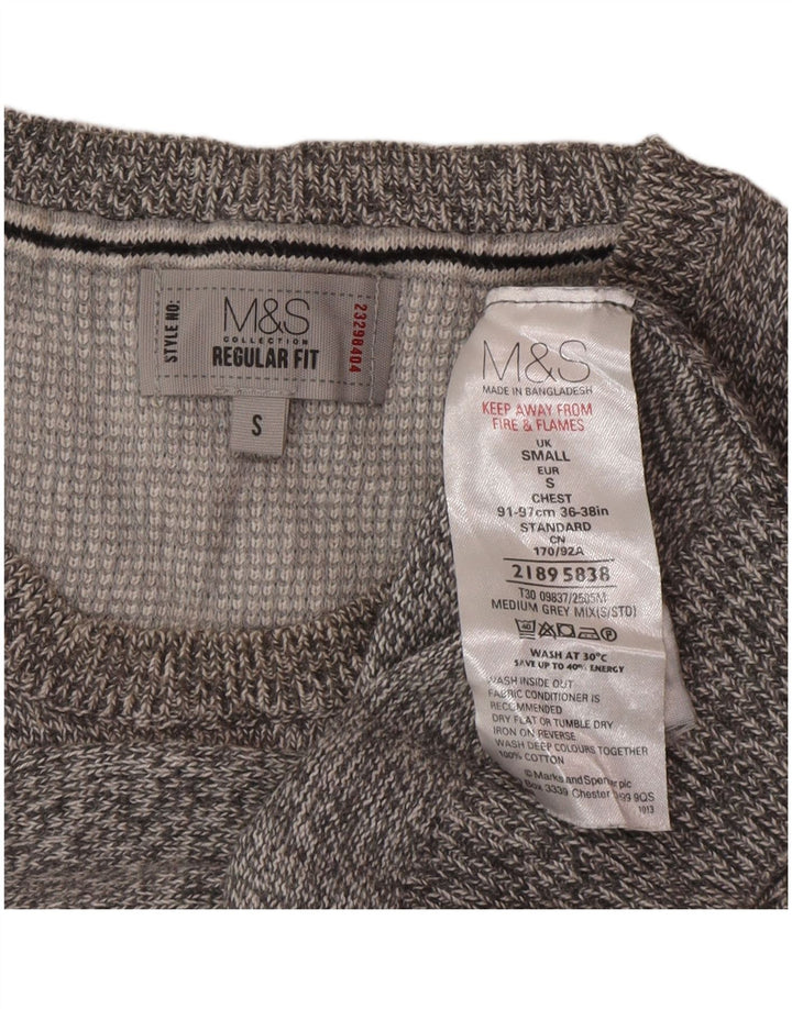Suéter masculino Marks & Spencer com gola redonda, pequeno cinza manchado