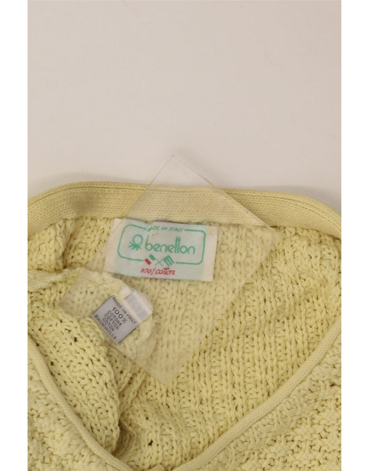 Suéter feminino BENETTON com gola redonda IT 50 XL algodão amarelo