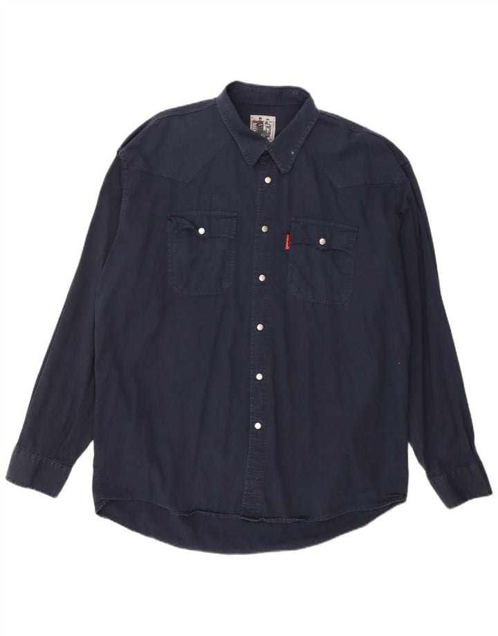 Camisa masculina Kantaros 2XL algodão azul marinho