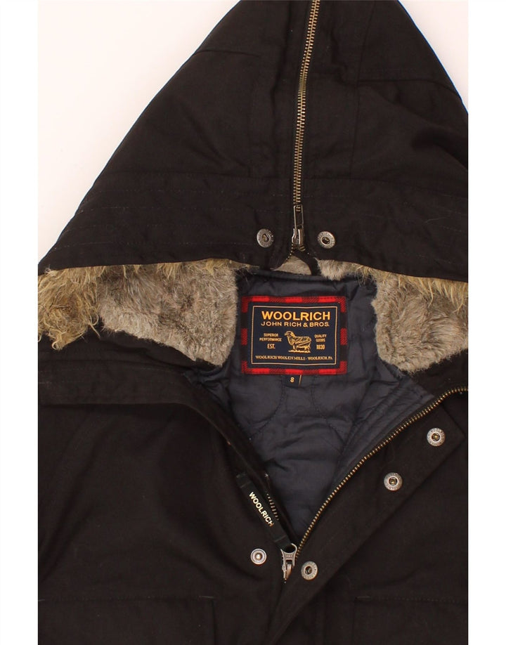 WOOLRICH Boys Hooded Bomber Padded Jacket 7-8 Years Black Nylon Vintage Woolrich and Second-Hand Woolrich from Messina Hembry 