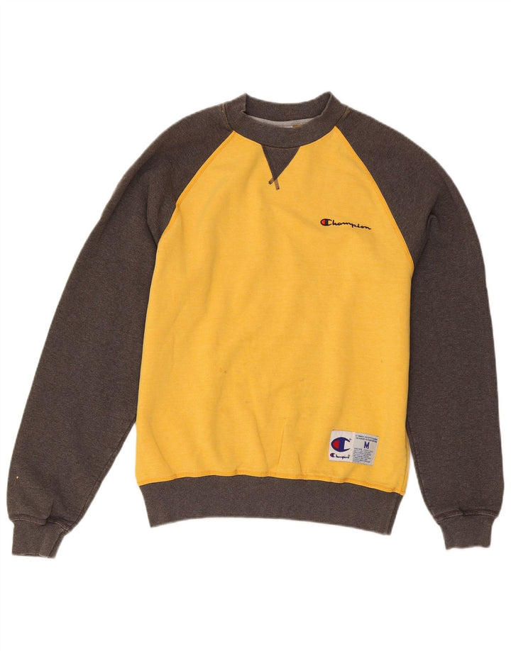 Champion moletom masculino jumper médio amarelo colorblock algodão