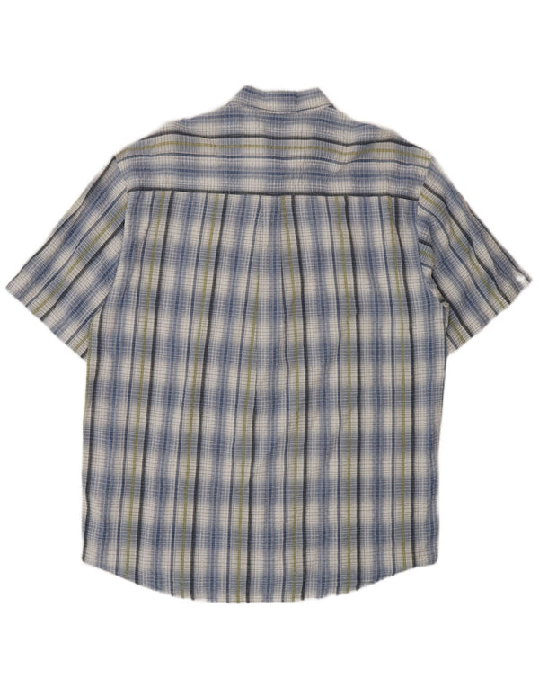 Camisa masculina Lerros manga curta regular fit XL azul xadrez algodão