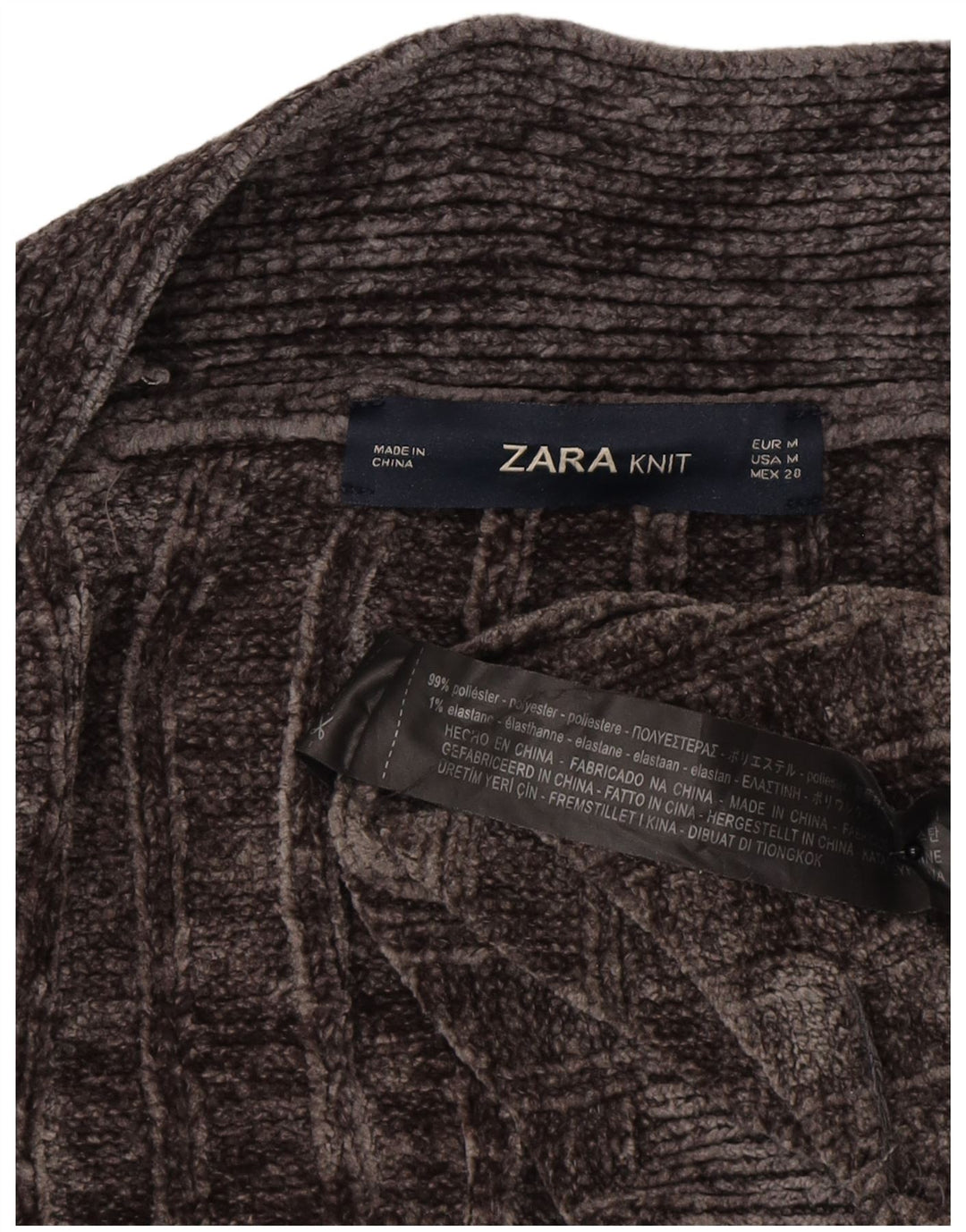 Zara Suéter feminino oversized longline aberto cardigan Reino Unido 14 cinza médio