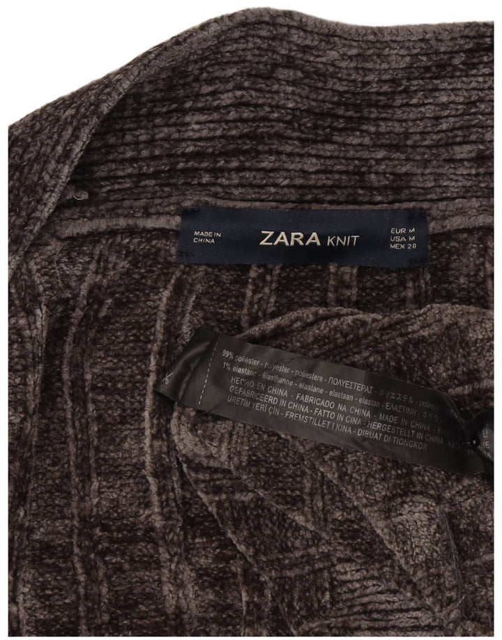 Zara Suéter feminino oversized longline aberto cardigan Reino Unido 14 cinza médio