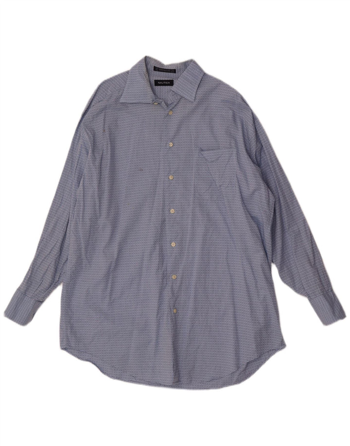 Camisa masculina Nautica tamanho 16 1/2 grande algodão xadrez azul