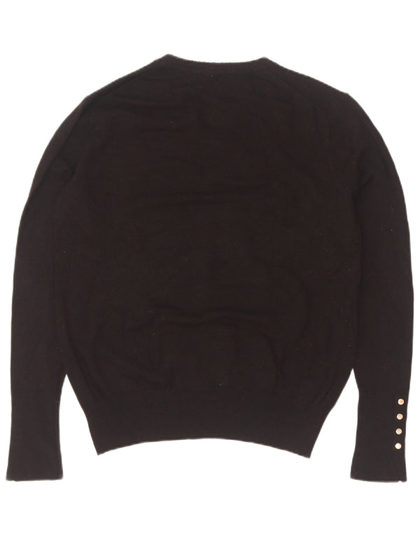 Zara Suéter feminino com gola redonda, Reino Unido 14 XL, viscose preta