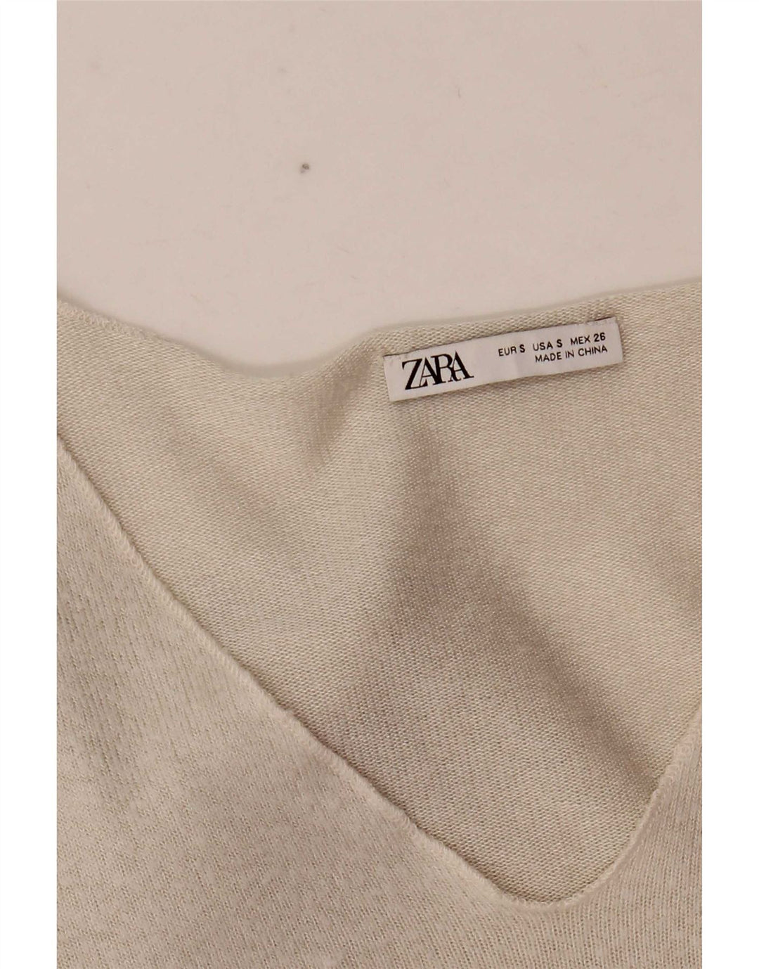Top feminino Zara manga comprida UK 10 pequeno branco