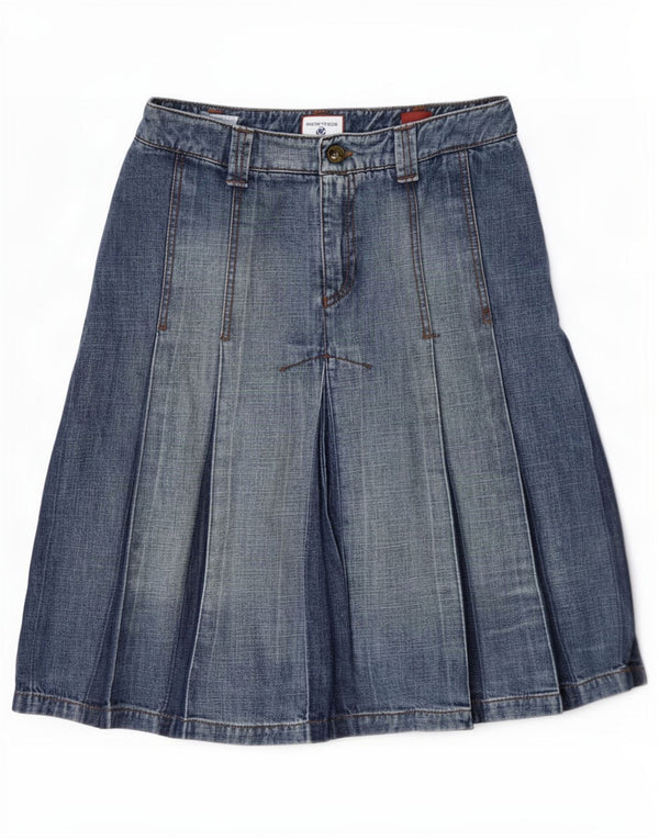 Max&Co. Womens Denim Pleated Skirt UK 10 Small W27 Blue Cotton