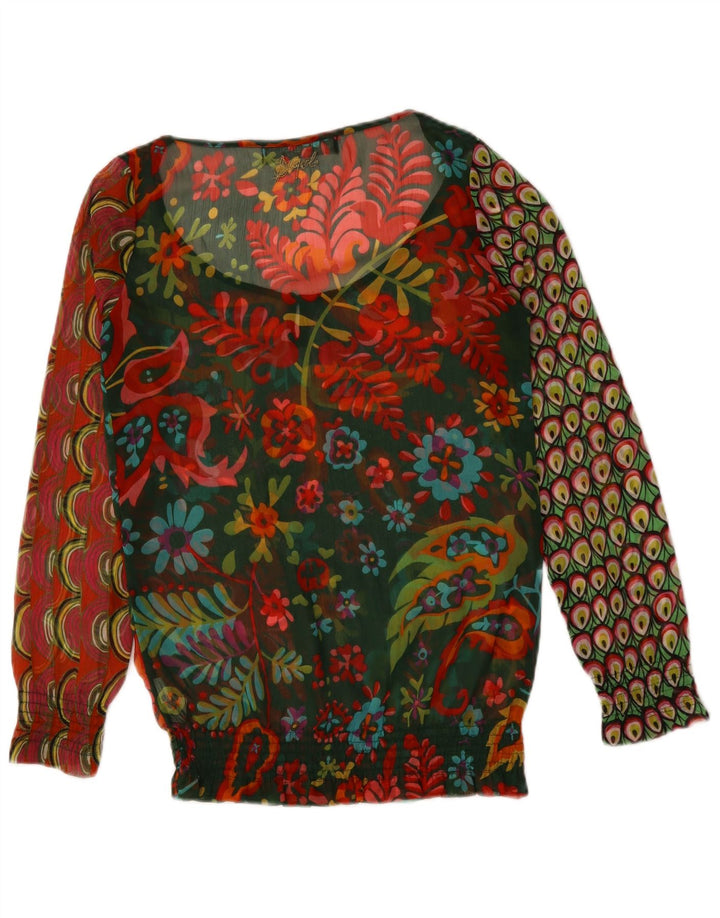 Blusa feminina manga comprida Desigual Top UK 10 pequena paisley multicolorida