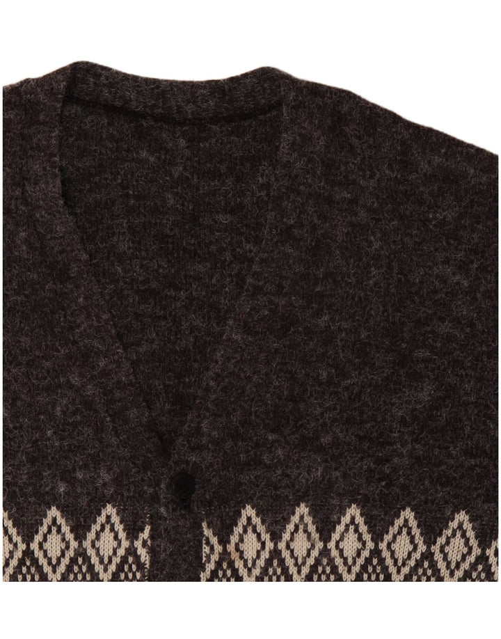 Suéter cardigã masculino VINTAGE XL cinza Argyle/Diamante