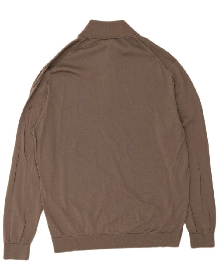 Suéter masculino Massimo Dutti com zíper e gola 2XL lã marrom