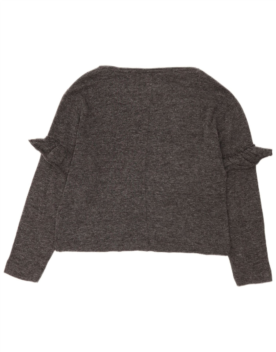 Zara Womens Crop Oversized Top Manga Longa UK 10 Pequeno Poliéster Cinza