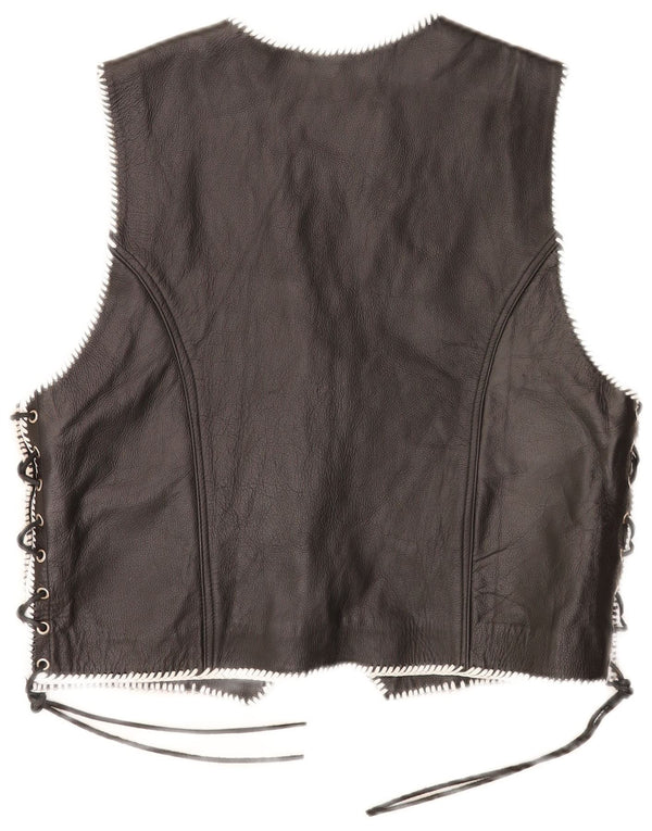 Colete de couro masculino MDM Motorstyle grande preto