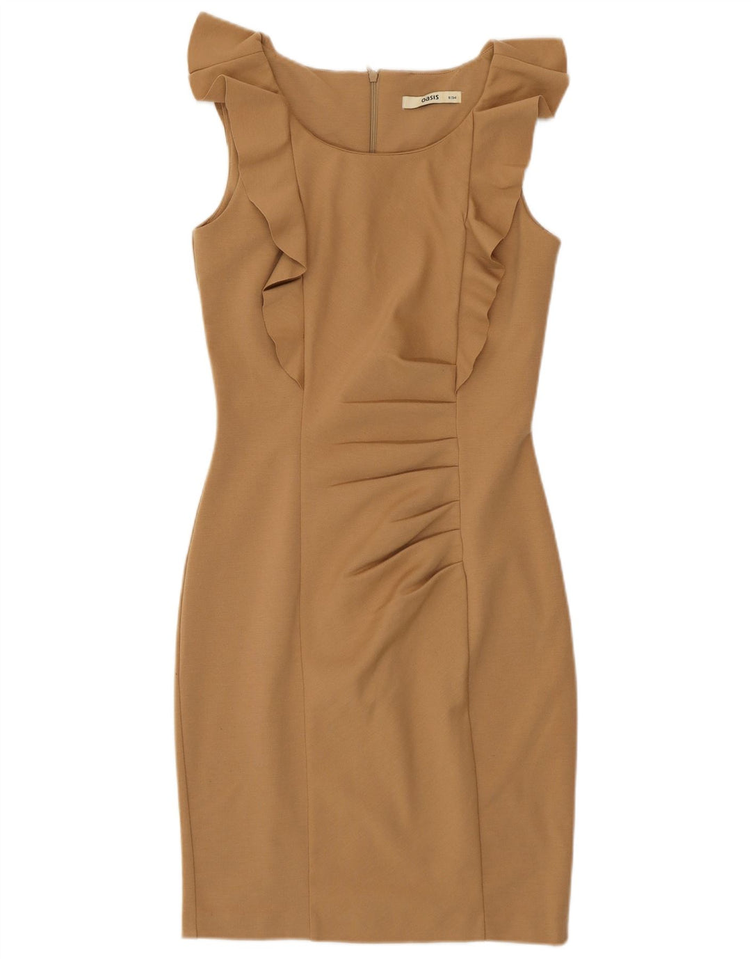 Vestido bodycon feminino sem mangas Oasis Reino Unido 8 pequeno poliéster marrom