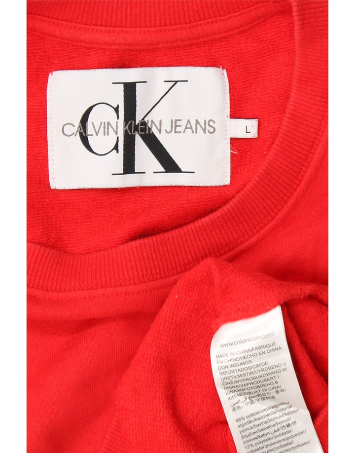 CALVIN KLEIN JEANS Suéter feminino cropped Reino Unido 16 grande algodão vermelho