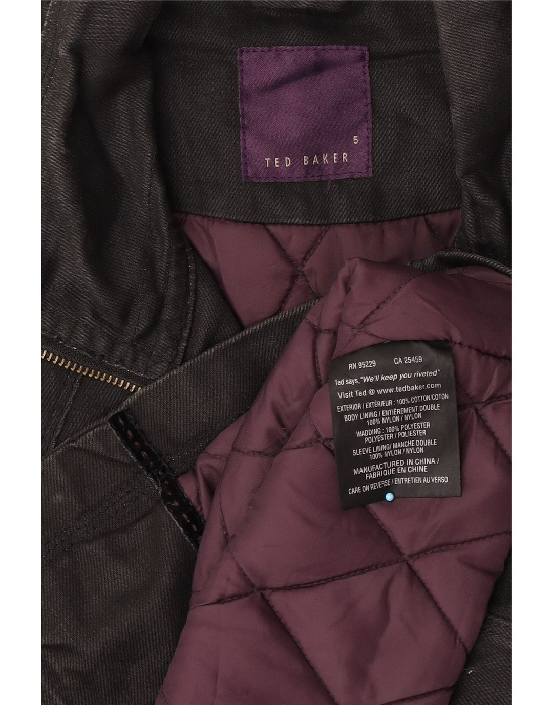 Jaqueta utilitária masculina Ted Baker tamanho 5 XL algodão preto