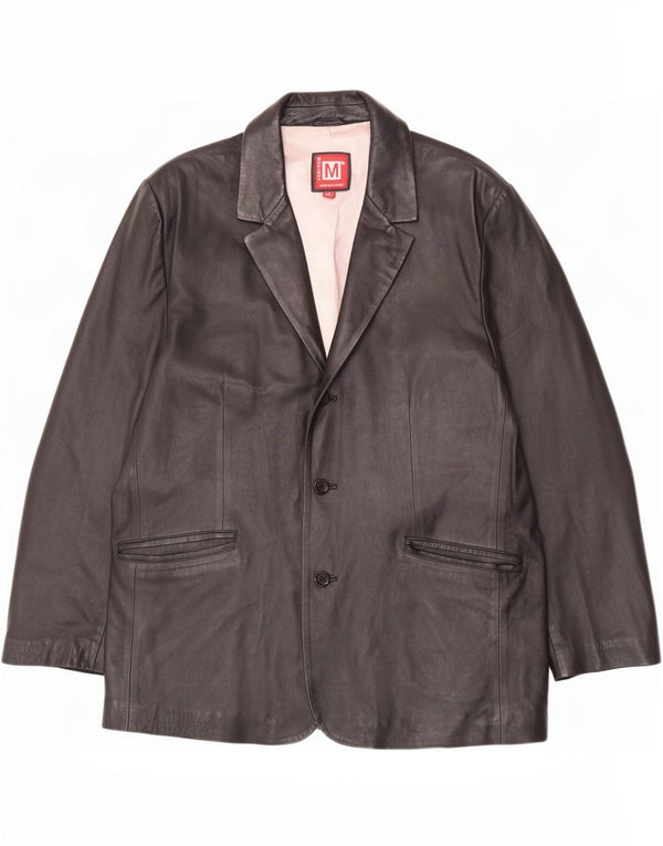 Jaqueta blazer masculina de couro com 2 botões MONTANA Reino Unido 42 XL preta